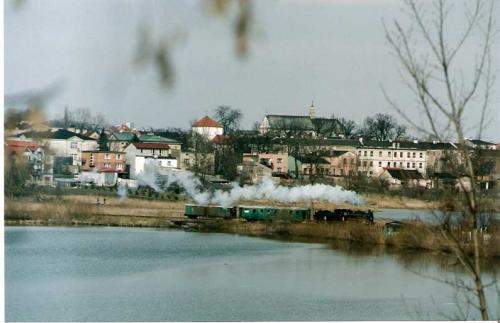 Panorama  Łęczycy z hałdy przy wyrobiskach pokopalnianych 